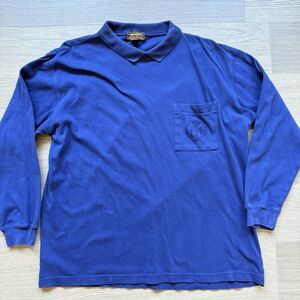Vintage Eddie Bauer Shirt Men Large Blue Collared Crew Polo Crest Logo